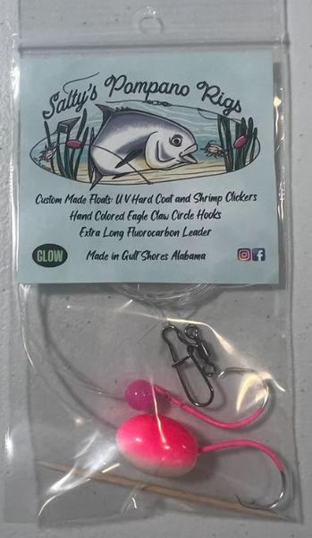  3 Pack '#1' Pompano Rig Surf Fishing Hi-Lo Double Drop  Hand-Tied 25LB Mono (Pink/White) : Handmade Products
