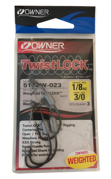 Owner Hooks Twistlock 3x Weighted Hook w/ Centering Pin Spring (Size: 4/0 /  3/16oz), MORE, Fishing, Fishing Accessories -  Airsoft Superstore