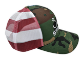Green Camo & American Flag Trucker Hat