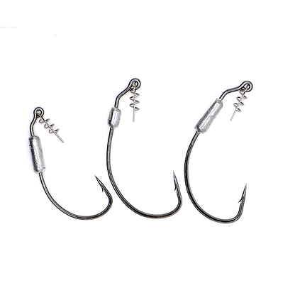 amazon prime fishing hooks Hoss Helix Hooks 3/0 Hook 1/16th oz Weight (3 per pack)