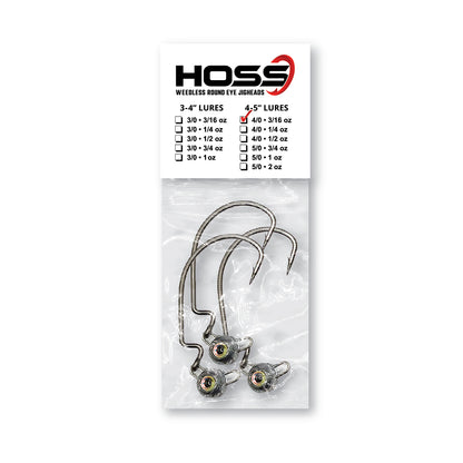 Hoss Weedless Round Eye Jighead 5/0 Hook 1oz Weight (2 per pack)